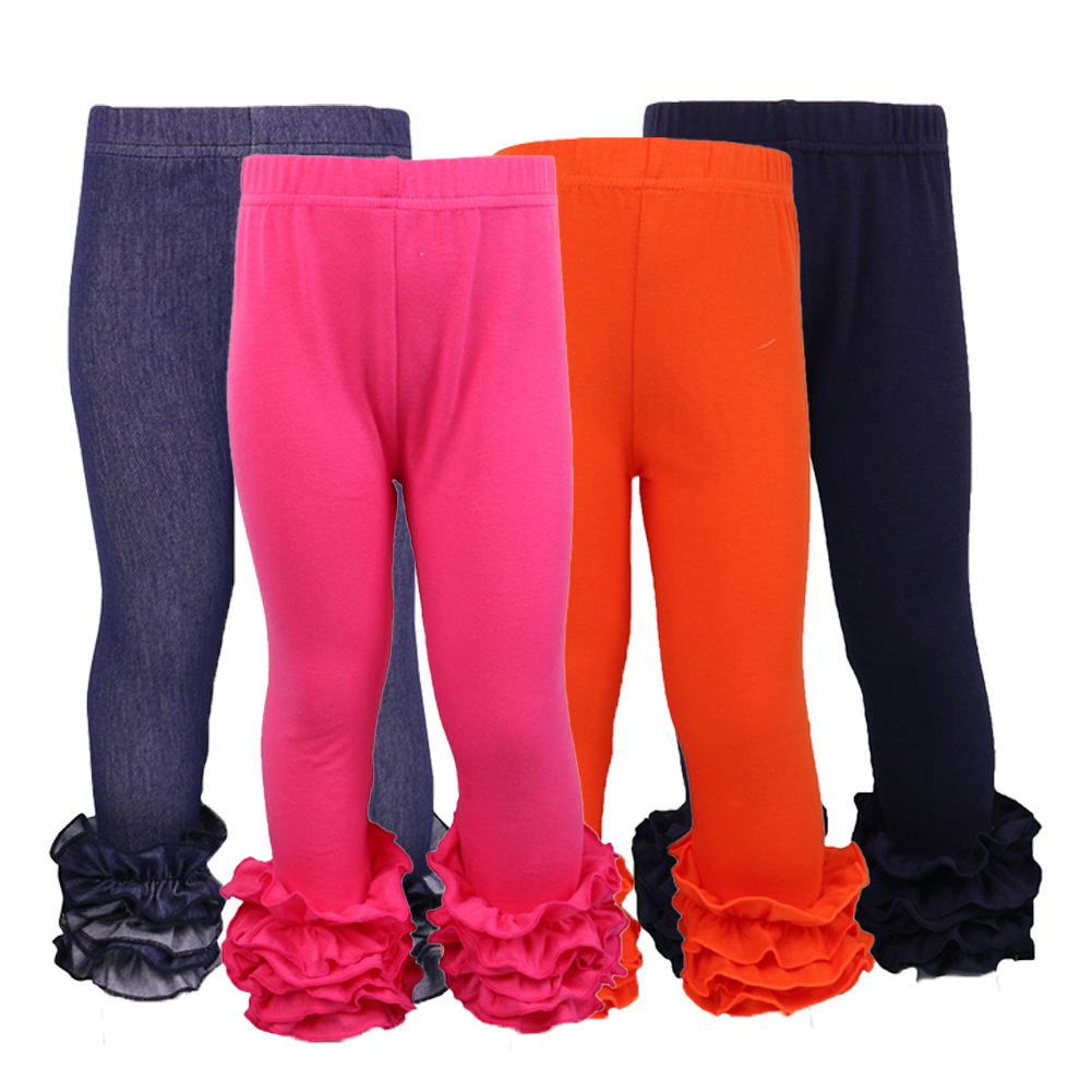 Esaierr 1-8T Toddler Kids Girls Lacework Leggings Spring Fall Ruffles Pencil Pants Solid Color Cotton Bottoming Trousers